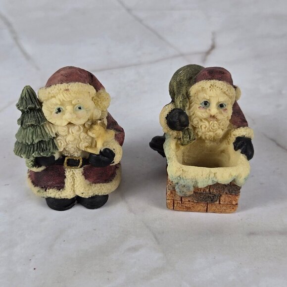 Resin Christmas Themed Miniature Tea Set Santa Claus Chimney 10 Piece - Picture 3 of 11